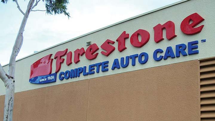 custom formed plastic letters and logo for firestone auto outside wall