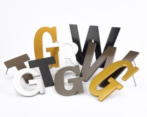 Anodized Aluminum Letters | Brushed Gold, Bronze, Black
