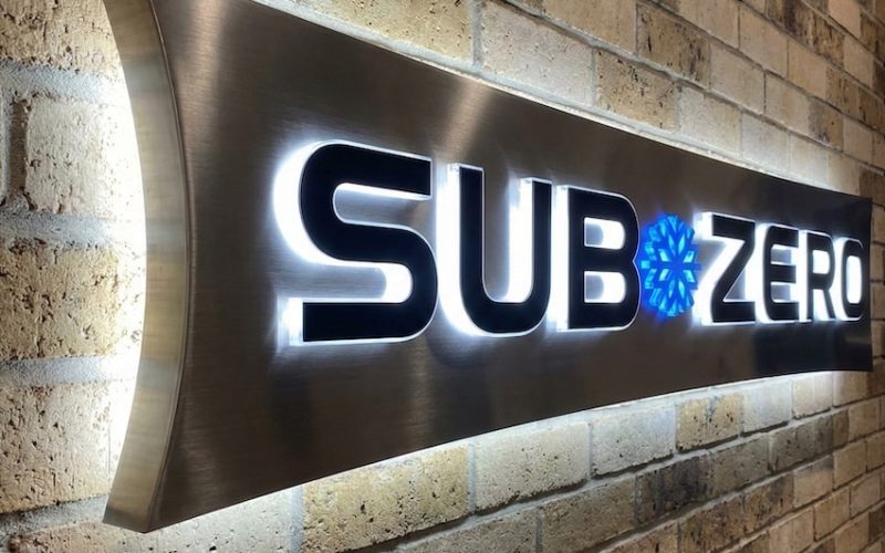 sub zero Push-Through cabinet sign brushed stainless